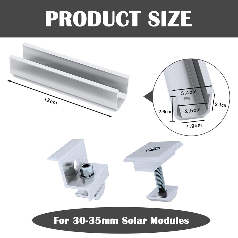 Aurinktron 1 x Solar Module Bracket Kit, 12 cm Aluminium