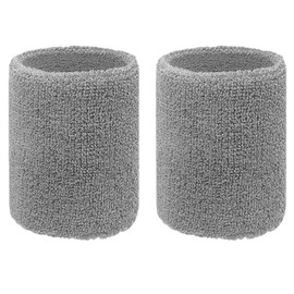 Happywendy Colorful Cotton Sport Wristband for Men and Women - 3" Athletic Terry Cloth Sweatband in Neon Colors - Wrist Sweat Band for Tennis, Basketball, Running, Gym (1 Pair) (Grey)