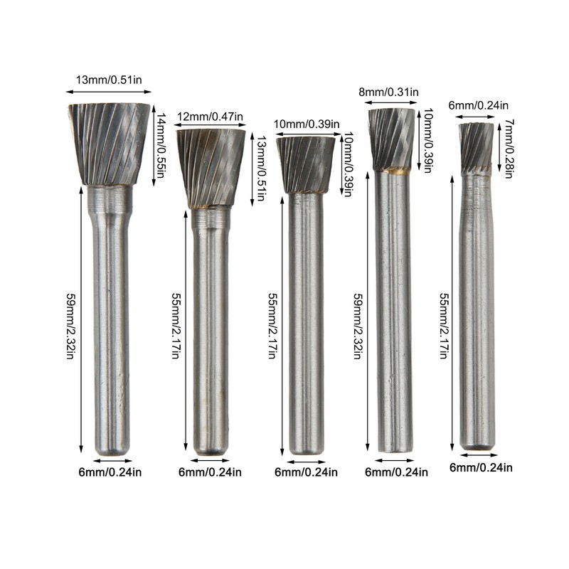 N Type Rotary Burr Set Single Cut 6mm Shank Carbide