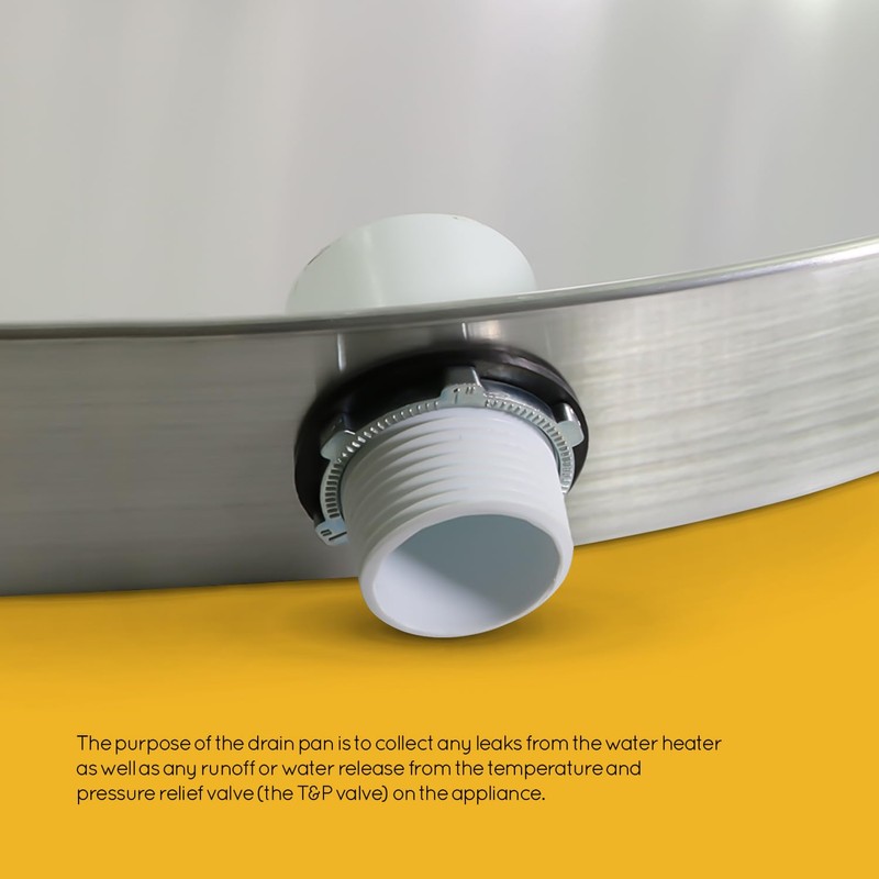 Everflow AWHP28 Aluminum Water Heater Drain Pan with 1 in.