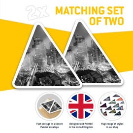 2 x Triangle Stickers 7.5cm - BW - Makati Skyline Philippines Landscape Fun Decals for Laptops,Tablets,Luggage,Scrap Booking,Fridges #43169
