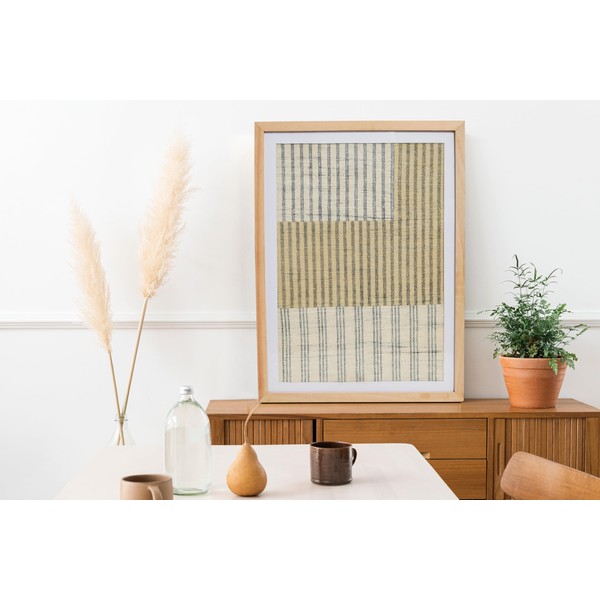 Creative Co-Op Boho Handwoven Cotton Wall Art with Wood Frame
