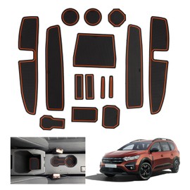 GAFAT 2022-2024 2025 Dacia Jogger Non-Slip Mats, Jogger Hybrid/Extreme 2024 Rubber Mats Non-Slip Non-Slip, Centre Console Mats, Door Seam Mats, Dacia Jogger Accessories (Orange)