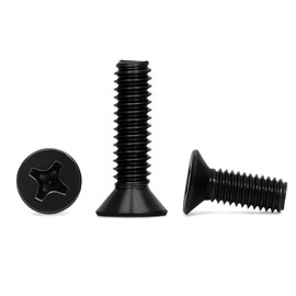M4 x 16mm Countersunk Flat Head Machine Screws, Full Thread, 304 Stainless Steel Black Finish, 50 PCS