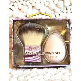 Nicole Miller Makeup Brush & Sponge Set, Kabuki Brush, Blending Sponge, Purple