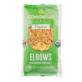 Organic Elbows Pasta, 100% Durum Wheat Italian Pasta, Premium Quality Product of Italy (4 pack x 16 Oz) Non GMO, Vegan, Kosher Certified by L'Oro del Sud