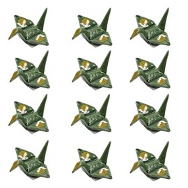 Urban Tokyo Set of 12 Origami Crane Design Porcelain Chopstick Rests Holder, Wedding Favor, Decorative Ornament, Home Table Chopsticks Arrangement Decor (Moon Crane Green)