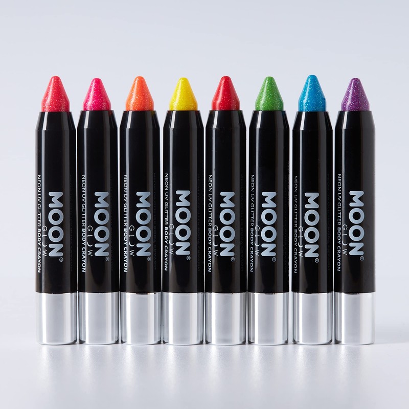 Moon Glow, Neon UV Glitter Face Crayon/Body Chalk Makeup for