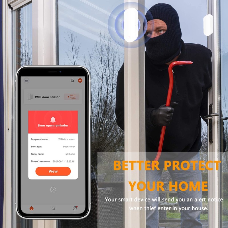 WiFi Door Sensor, Intelligent Window Contact Sensor, Wireless Window Door