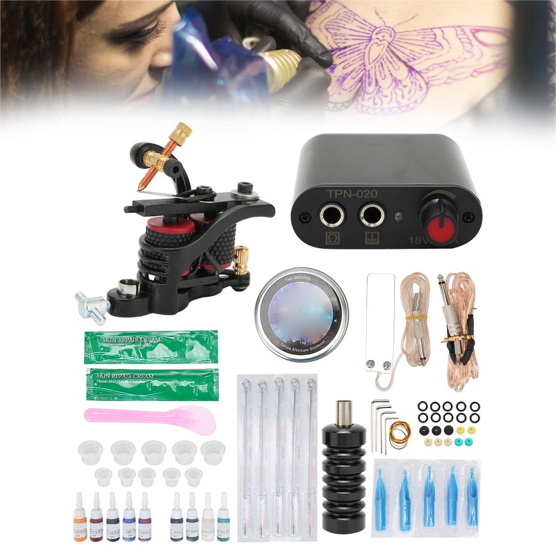 10 Wraps Tattoo Coil Machine Set Mini Tattoo Power Supply