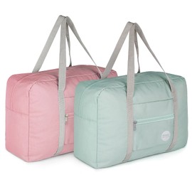 Cabin Bag 45x36x20 for Easyjet Airlines Underseat Travel Bag Holdall Bag Carry on Hand Luggage Weekend Bag for Women and Men, F.-mint Green+pink