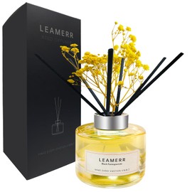 LEAMERR Reed Diffuser Sets Home Fragrance Essential Oil Diffuser Black Pomegranate Scent- 7 oz (210 ml)Fragrance Oil Diffuser for Bedroom Bathroom Home Décor Includes Reed Diffuser Sticks Scented Oils