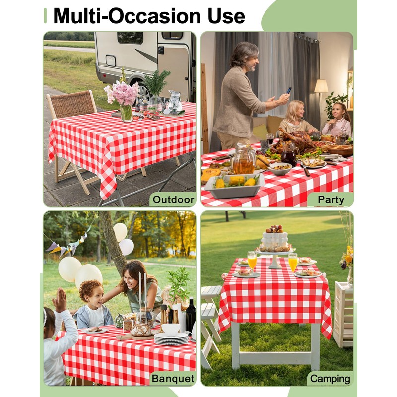 Smiry 8 Packs Gingham Disposable Table Cloth, 54 x 108