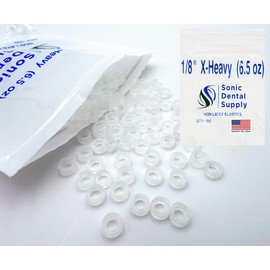 5,000 pcs -1/8 Inch Orthodontic Elastic Rubber Bands - 50 Packs Clear Latex Free X-Heavy 6.5 Ounce Small Rubberbands, Braces, Dreadlocks Hair Braids, Tooth Gap, Packaging, Crafts - Sonic Dental - USA