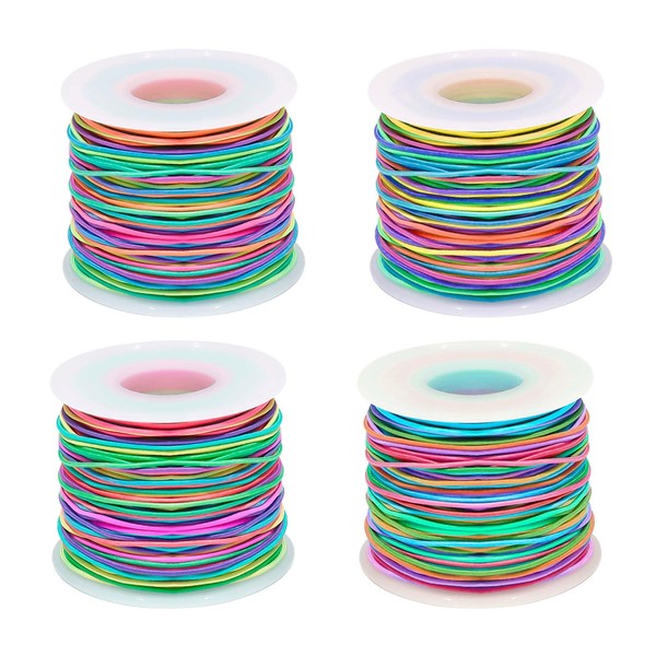 Rainbow Elastic Cord for Bracelet Making 4 Rolls 656ft 1mm