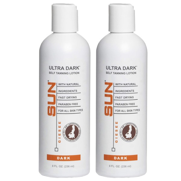 Sun Laboratories Ultra Dark Self-Tanning Lotion for Body and Face - Sunless Tan Golden Glow - Dark - 2 Pack 8 fl oz Bottles