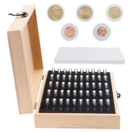 Fippy Capsule per Monete, Scatola per Raccolta di Monete in Legno, Portamonete da Collezione, Portamonete in Legno per Collezionisti 18mm, 21mm, 25mm, 27mm, 30mm (50 Capsule per Monete)