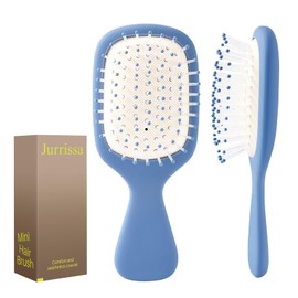 Jurrissa Mini Hair Bursh for Women, Men and Kids, Protable Travel Size Hair Brush for Pockets Purse Pocket, Small Paddle Brush for Detangling, Suit for All Hair Types (1 Pack-Blue)
