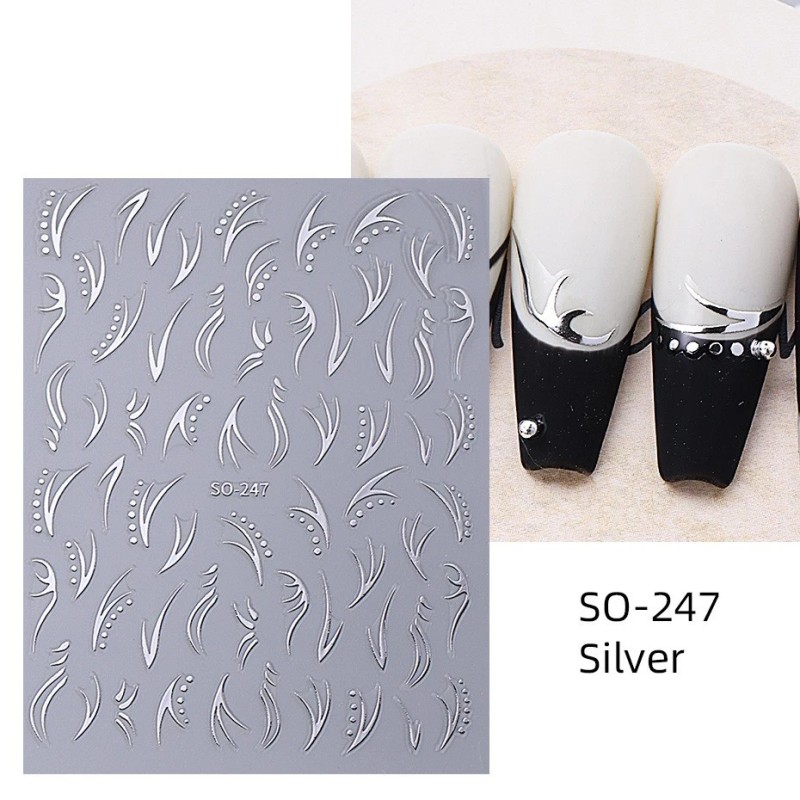 Unbranded 4Pcs Set Nail Stickers Abstract Line Self-Adhesive Slider Peel