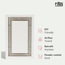 Fittes Framed Double Air Channel Wall Vent Cover 4x10 Inch, DIY AC & Heat HVAC Wall and Ceiling Cover, Airflow Dampers, Luxe+, Steel, Satin White