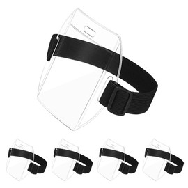 5 Pcs Arm Badge Holder with Adjustable Strap, Waterproof Armband Id Arm Holder for Badge, Id Card Band Badge Holder for Work Pass, Ski Pass, Universal Size