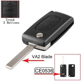 kuyuansu Remote Key Shell for Peugeot 207 307 308 407 607 807 for Citroen C2 C3 C4 C5 C6 Flip Car Key Shell with 2 Buttons 3 Buttons (VA2 536, 3B)