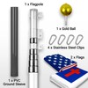G128 Combo Pack: 25 Ft Telescoping Aluminum Flagpole (Silver) &