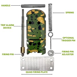 12 Gauge Perimeter Alarm US Patented QUAD 3.0 and Reusable 85ft Kevlar Trip Wire Reels Set by Trip Alarm Co. – Full 360° Coverage and Only Patented 4-Way Trip Wire Alarm for Outdoor Security