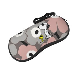 Asamike EGX160 Glasses Case, Glasses Bag, Snoopy Woodstock, Eyeglass Pouch, Glasses Bag, Cool Anime, Sunglasses Case, Unisex, Zipper Stylish, Ultra Lightweight, Portable, Multi-functional Storage Box,