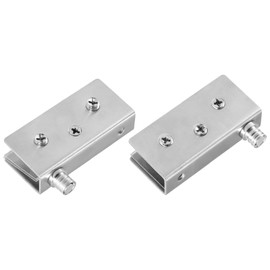 METALLIXITY Glass Door Pivot Hinge (for 8-10mm Thickness) 2Pcs, Stainless Steel Adjustable Glass Clips Clamp - for Furniture Repair, Bedroom, Silver Tone