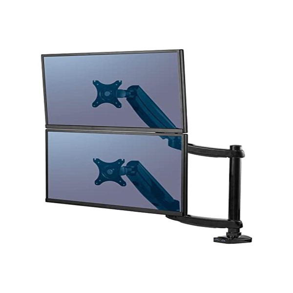 Fellowes 8043401 Platinum Series Stacked Monitor Mount, Adjustable Computer Monitor Stand for 2 Monitors with Dual Monitor Arms, 32 Inch Monitor Capacity