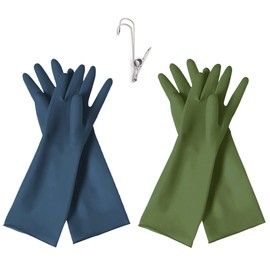 HOMSSEM Dishwashing Gloves– 2 Pairs of Dish Gloves Premium Rubber Gloves for Cleaning – Urban Green Urban Blue