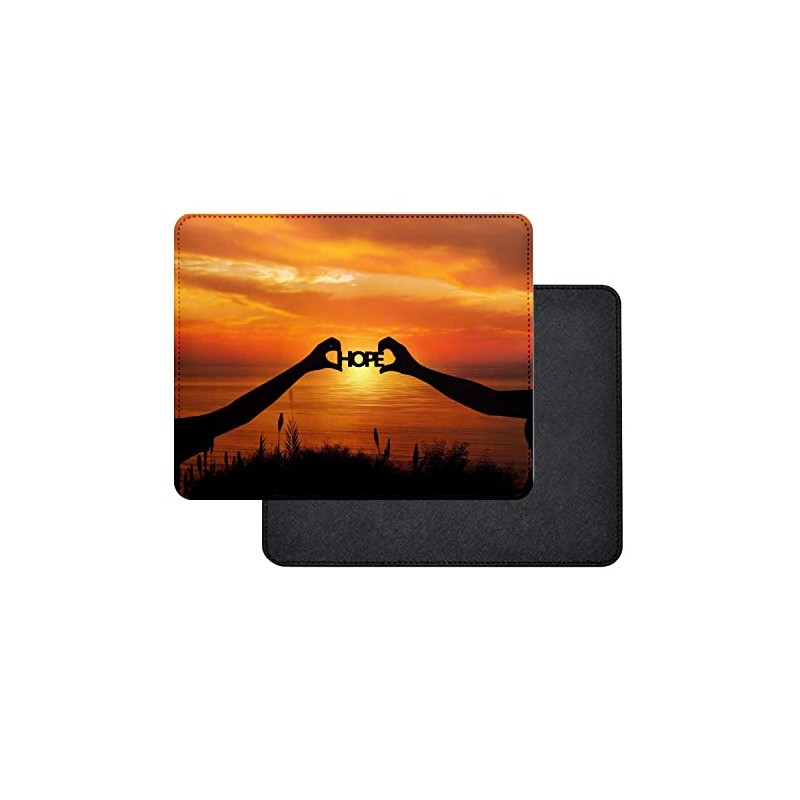 Fabulous Mauspad aus Kunstleder Hope Sonnenuntergang Silhouette vor dem Meer