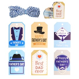 HADDIY Happy Father's Day Gift Tags,60 Pcs Father's Day Hanging Paper Tags with String Dad Labels for Gift Wrapping Supplies