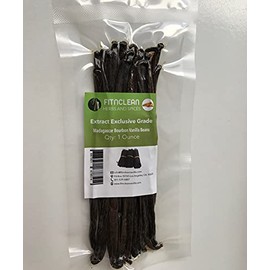 1oz Madagascar Vanilla Beans Extract Grade Exclusive by FITNCLEAN VANILLA | 4"-6" By Weight - 1 Ounce (1/16 Lb) Bulk Dry Whole NON-GMO Bourbon Pods