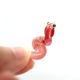 Sansukjai Snake Tiny Micro Figurines Hand Blown Glass Art Reptiles Animals Collectible Gift Home Décor (Red)