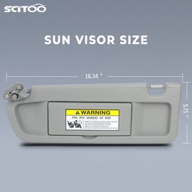 SCITOO Left Driver Side Gray Sun Visor Assembly fit for 2006 2007 2008 2009 2010 2011 for Honda Civic Without Sunroof(83280-SNA-A01ZE)
