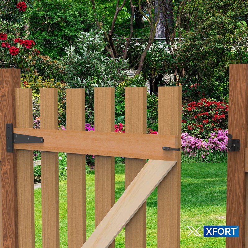 XFORT® Black Auto Gate Latch, Garden Gate Latch, Door Catch,