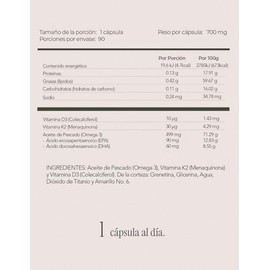 D3 + K2 - Maklen Vitamina D3 con K2 y Omega 3 - Formula Avanzada para Apoyo Óseo, Cardiovascular y Cerebral - Cápsulas Softgels de 500 mg