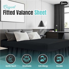 Egypto Plain Dyed Deep Fitted Valance Sheet King Size – Easy Care Soft & Durable Fitted Sheet with 30 cm Deep Frill – Breathable – Fit Over Mattress – Machine Washable (King Size,Black)