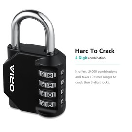 ORIA 2 Pcs Combination Padlock 4 Digit Code, HA9_2PCS-O52118-ODE