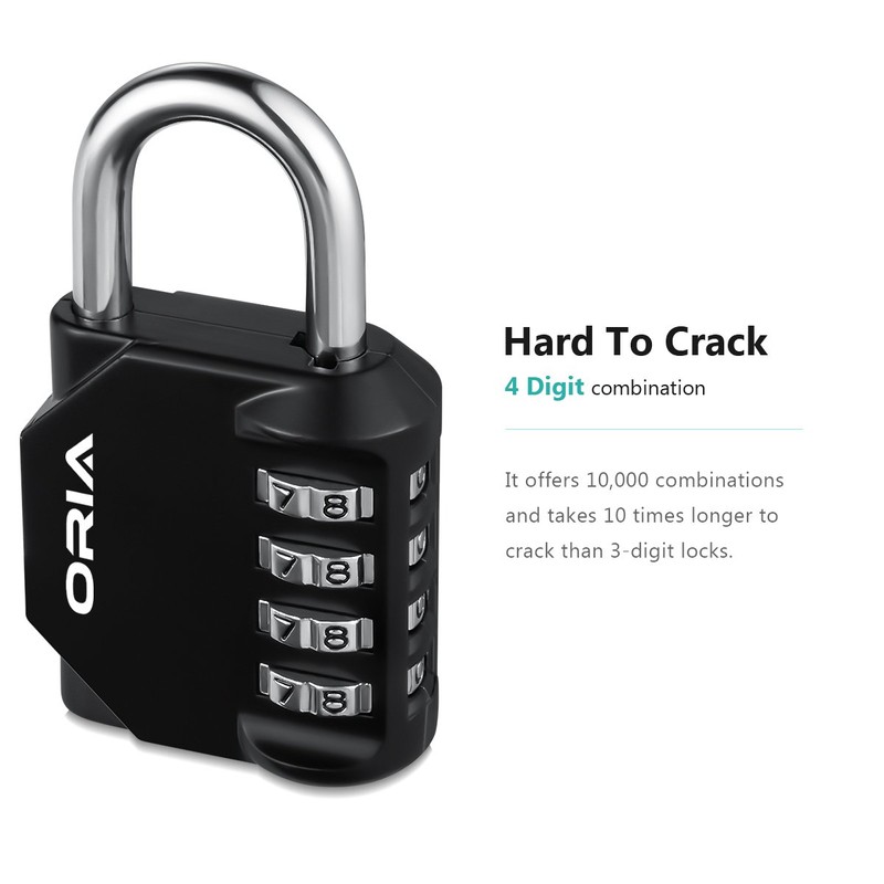 ORIA 2 Pcs Combination Padlock 4 Digit Code, HA9_2PCS-O52118-ODE