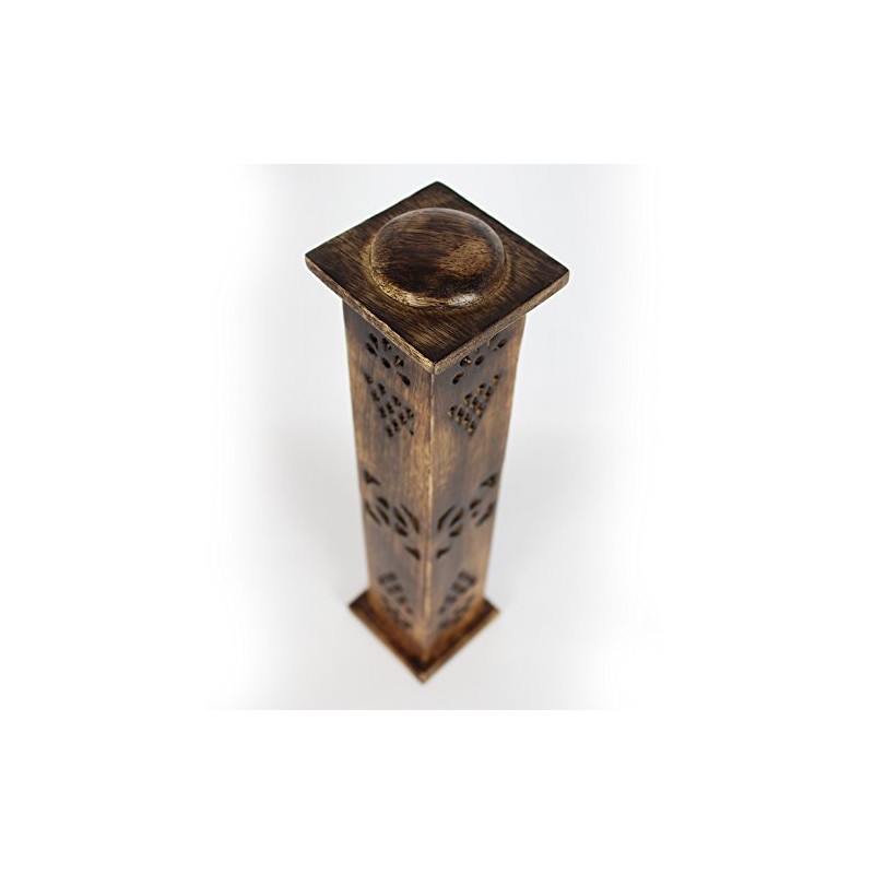 Magrathea Incense Tower/Wooden Cone & Stick Burner/Carved Wood Holder