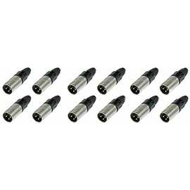 12 Pack Neutrik NC3MX 3 Pin Male XLR Mic Cable Connector Nickel Housing Silver Contacts