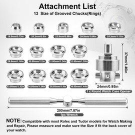 MEKOTRIN 5537 Watch Case Back Removal Tool with 13 Dies, 18.5-36.5mm