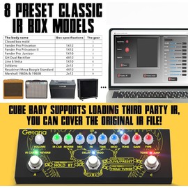 Getaria Guitar Multi Effect Pedal Electric Guitar Combined Effect Pedal with Distortion Overdrive Voiceless Effects Pedal Amp Modelling IR Simulation Built-in