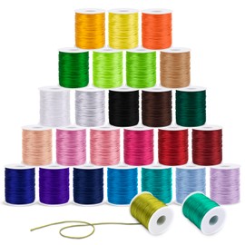 CAMAL - Cordón de nailon satinado de 1,5 mm, 328 pies, cordón de nailon para pulseras, cordón de macramé para manualidades para anudar chino, hacer joyas, colgantes (amarillo dorado)