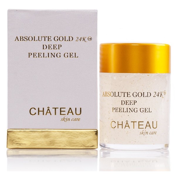 Absolute Gold 24K Deep Peeling Gel- 24 KARAT GOLD, PEARL POWDER and GINGER EXTRACT. Excellent for all skin types. 2.04 fl.oz-60 ml. Eliminates the dead skin cells and leaving skin glowing and radiant. (FRAGRANCE FREE, PARABEN FREE, PETROLEUM FREE).