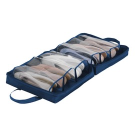 Wenko 64535100 Shoe Bag Business Shoe Bag with 6 Compartments 36 x 14 cm Dark Blue