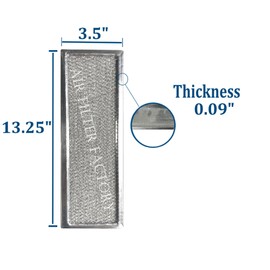 Air Filter Factory 3.5 x 13.25 x 0.09 Inches Microwave Oven Filter Aluminum Mesh Grease 12-Layer Vent Microwave Filter 2-Pack